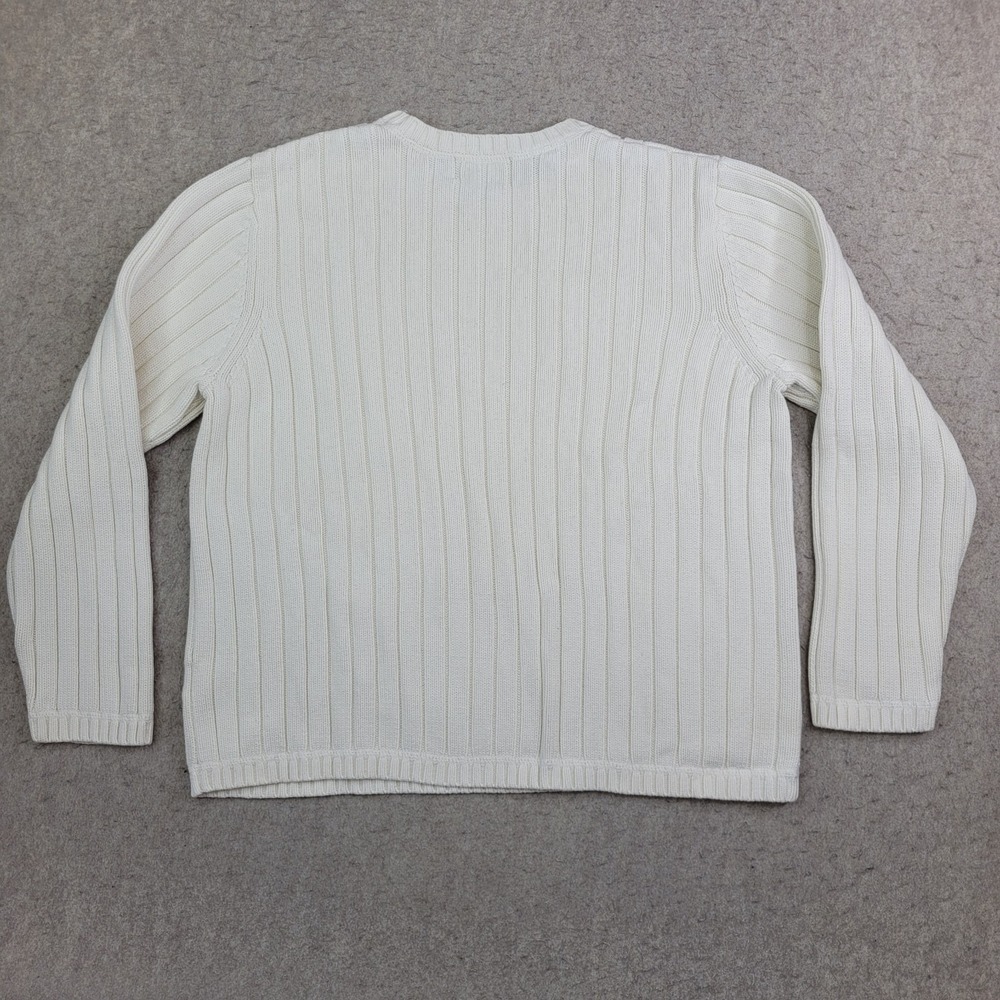 Vintage Eddie Bauer Heritage Men's Small Cream Cable Knit Fisherman Sweater - Picture 3 of 8